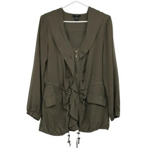 Alfani olive army green full zip hooded anorak jacket size 6